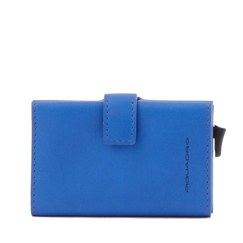 Portacarte PIQUADRO in Pelle e Alluminio con RFID in Pelle Blu Linea Alvar - PP5649S128R