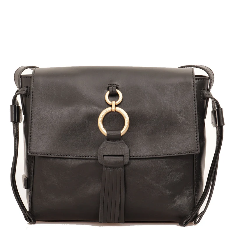 Borsa Donna a Tracolla THE BRIDGE in Pelle Martellata Nera linea Margherita