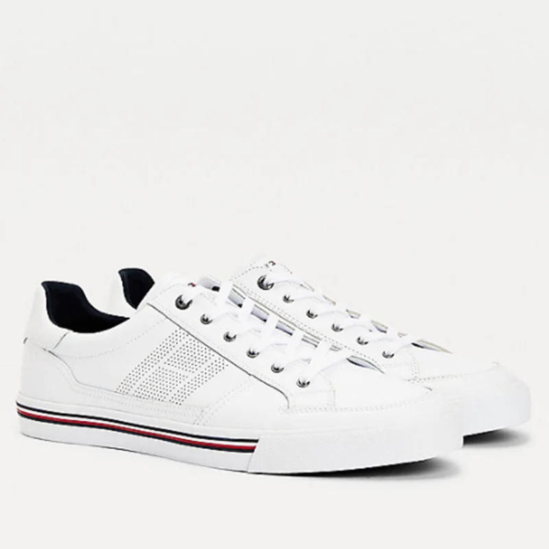 Scarpe Uomo TOMMY HILFIGER Sneakers linea Core Corporate in Pelle Bianca