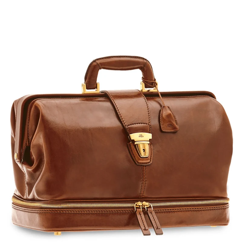 Borsa da Medico con Tasca THE BRIDGE in Pelle Marrone linea Story Made in Italy