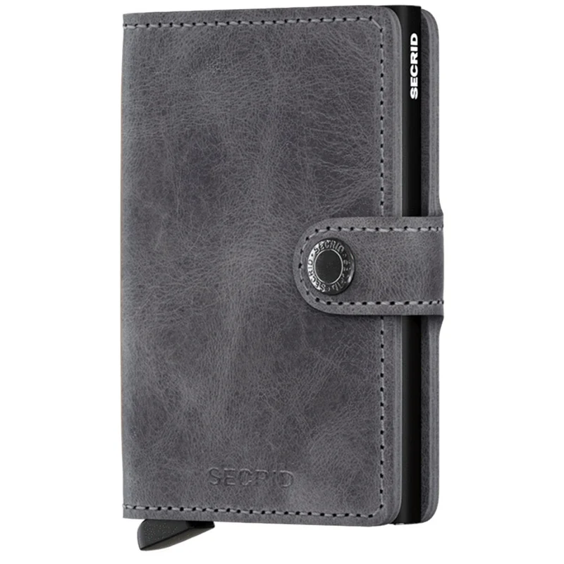 Porta Carte con Clip SECRID linea Vintage in Pelle Grey-Black con RFID