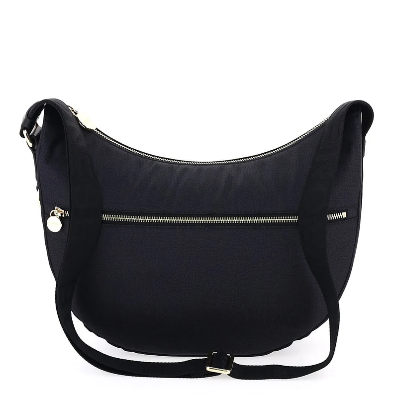 Borsa a Tracolla BORBONESE Luna Bag Middle linea Jet Op in Tessuto Nero