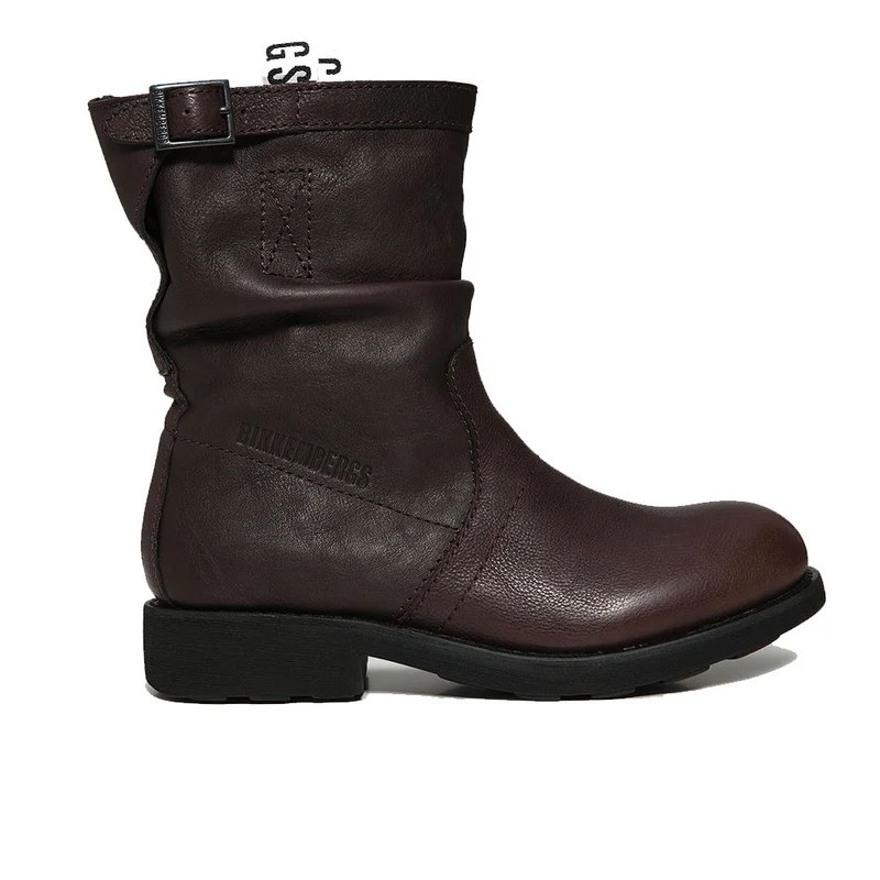 Scarpe Donna Bikkembergs Stivaletti Biker in Pelle Marrone Linea Violante