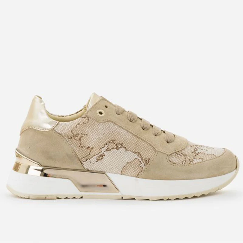 Scarpe Donna 1A Classe Alviero Martini Sneakers in Tessuto Colore Rafia linea Geo Safari P318