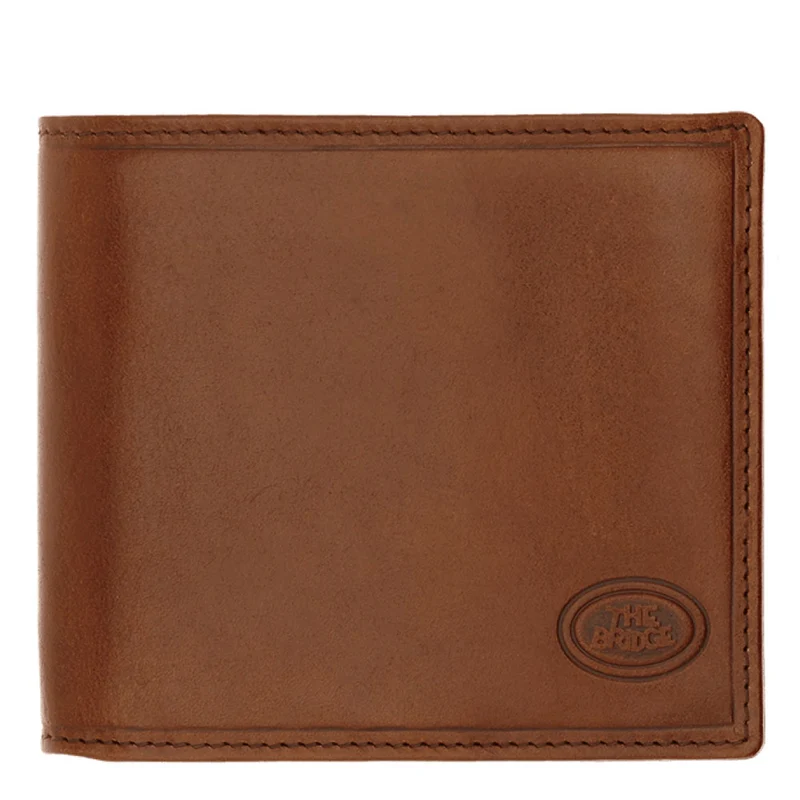 Portafoglio Uomo con Pattina e Portamonete THE BRIDGE In Pelle Marrone linea Story Made in Italy