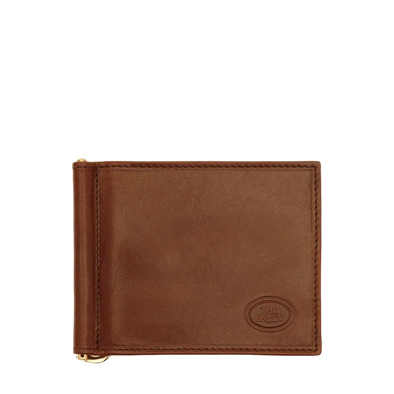 Portafoglio Uomo con Ferma Soldi THE BRIDGE In Pelle Marrone linea Story Made in Italy