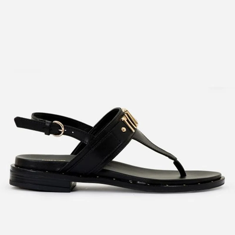 Sandali Donna Infradito Alviero Martini 1A Classe linea Voyage Smile in Pelle Nera E083