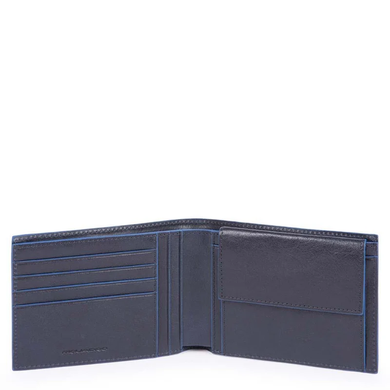 Blue Square Portafoglio Uomo con Portamonete in Pelle