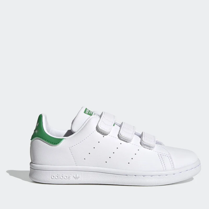 Scarpe Bambino ADIDAS Sneakers linea Stan Smith CF C con Strappi colore Bianco e Verde