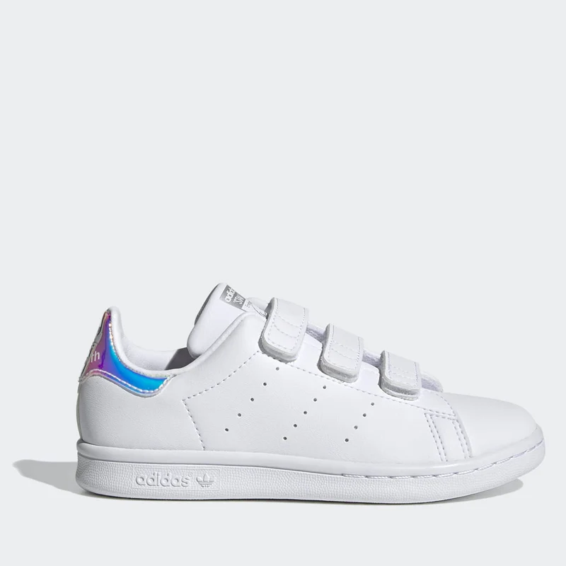 Scarpe Bambino ADIDAS Sneakers linea Stan Smith CF C colore Bianco e Argento Metallizzato
