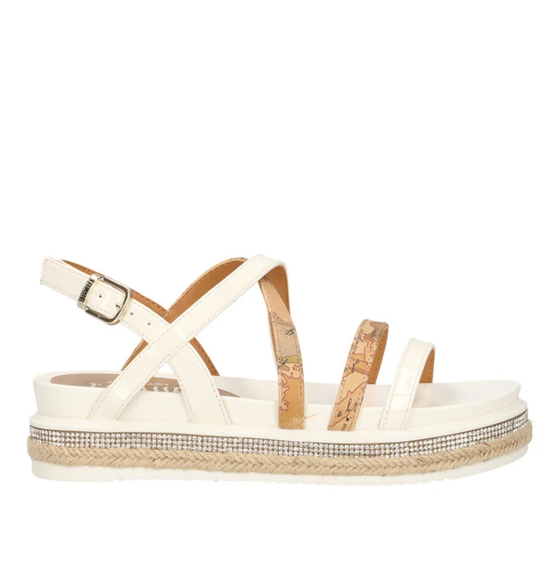 Scarpe Donna 1A Classe Alviero Martini Sandali Platform Bianco con Dettagli stampa Geo Classic 10904
