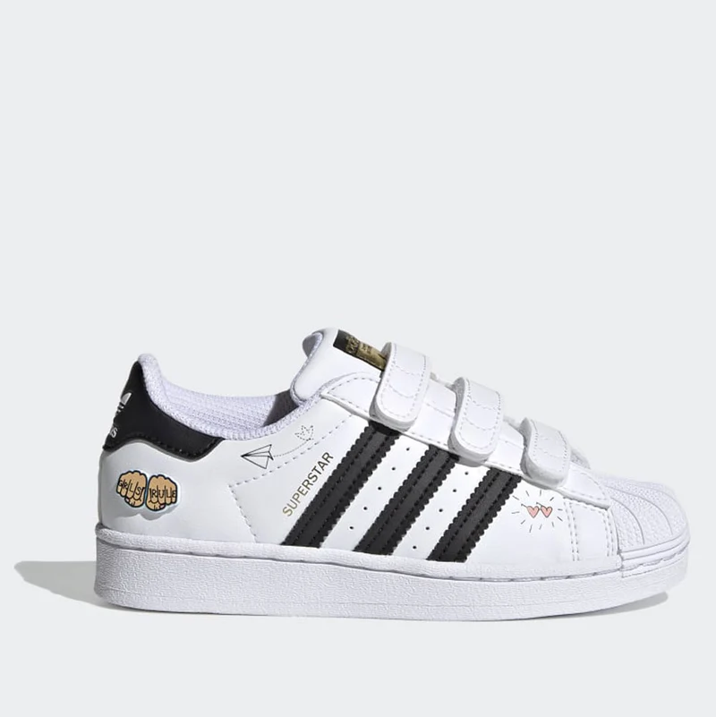 Scarpe Bambino ADIDAS Sneakers con Strappi linea Superstar CF C colore Bianco e Nero