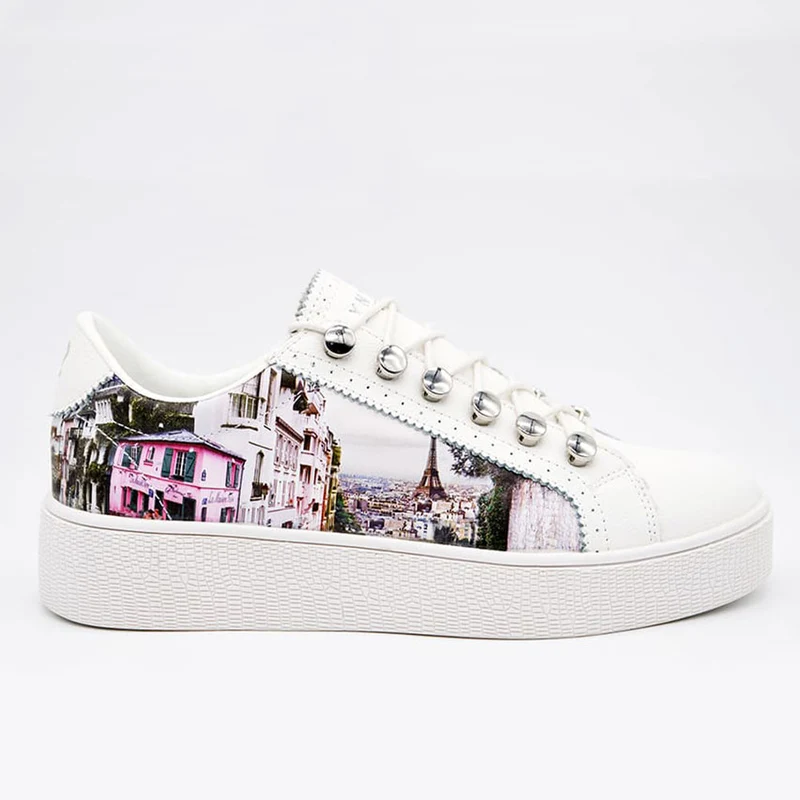 Scarpe Donna Y Not Sneakers Stampa Paris Charleston Linea Yes