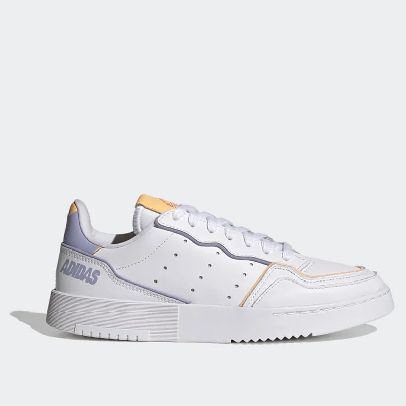 Scarpe Donna ADIDAS Sneakers linea Supercourt in Pelle Bianco Lilla e Arancione