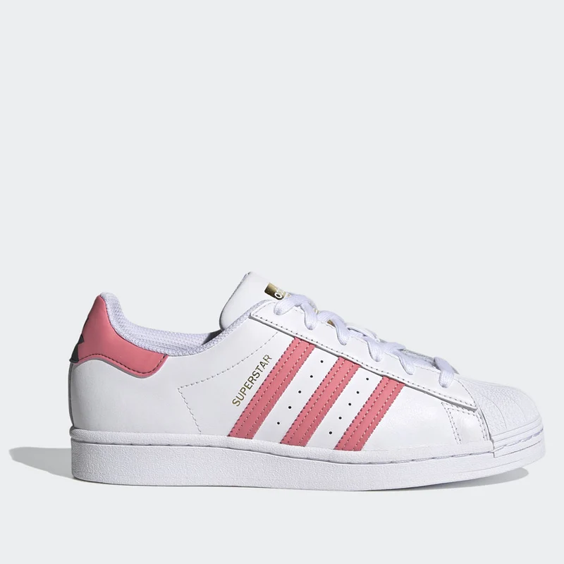 Scarpe Donna ADIDAS Sneakers linea Superstar W in Pelle Bianco e Rosa