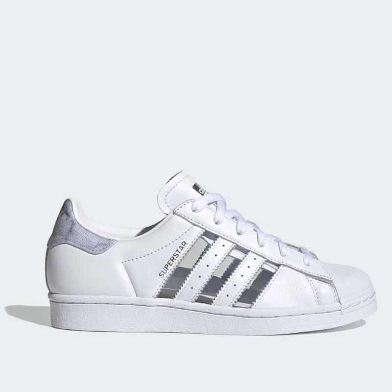 Scarpe Donna ADIDAS Sneakers linea Superstar W in Pelle Bianco e Grigio