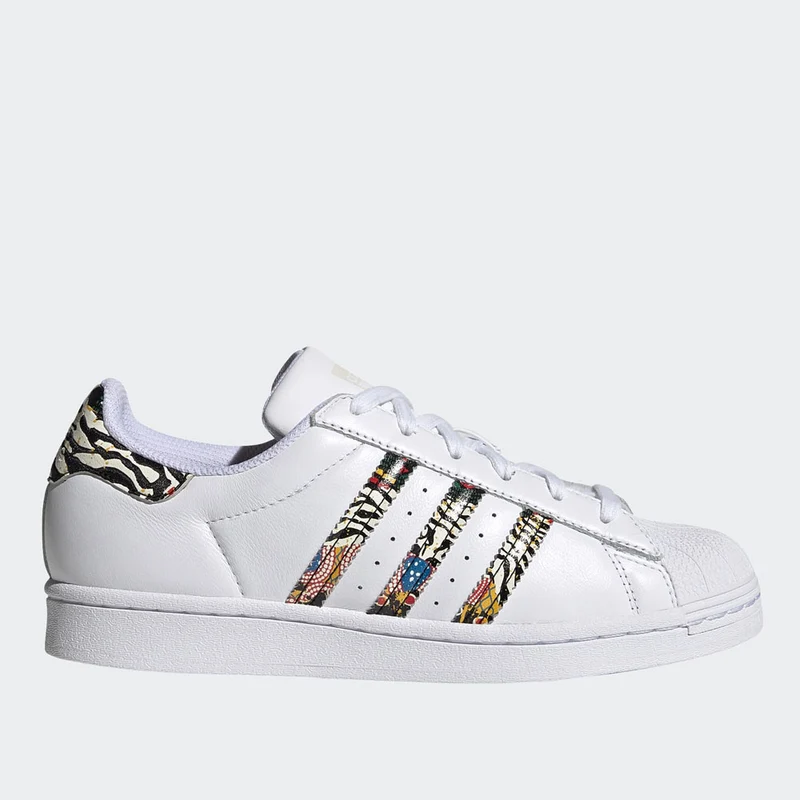 Scarpe Donna ADIDAS Sneakers linea Superstar W in Pelle colore Bianco e Zebrato