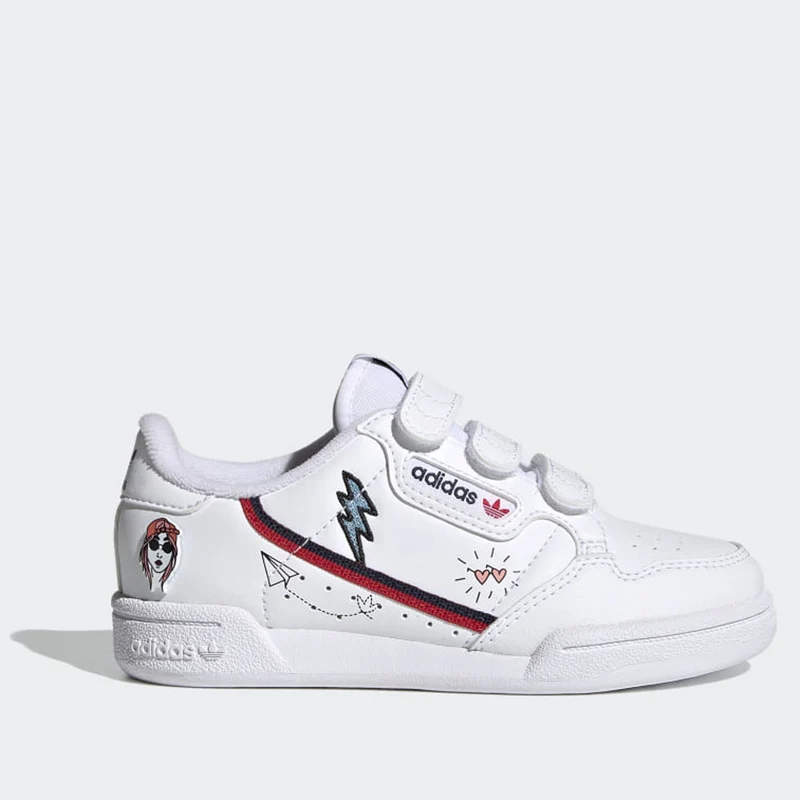 Scarpe Bambino ADIDAS Sneakers con Strappi linea Continental 80 colore Bianco