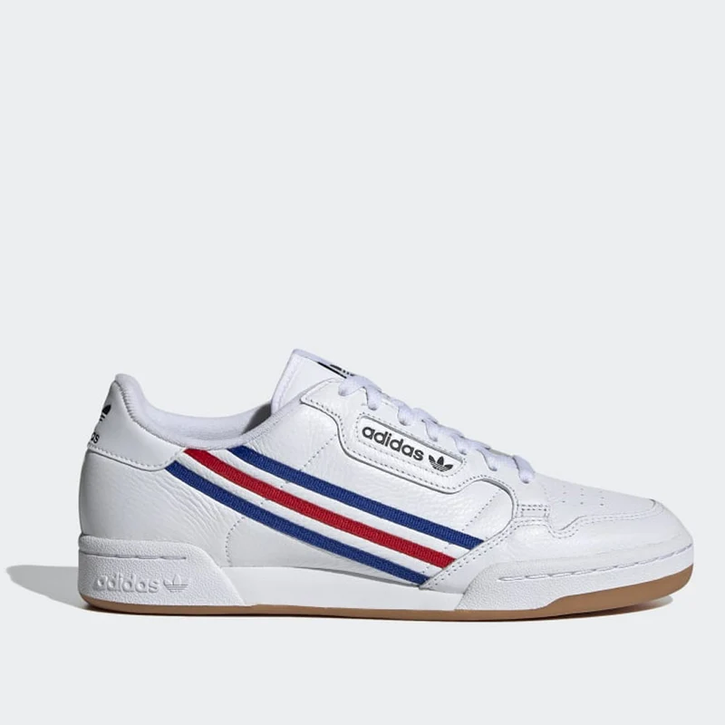 Scarpe Uomo ADIDAS Sneakers linea Continental 80 in Pelle Bianco Royal Blue e Rosso