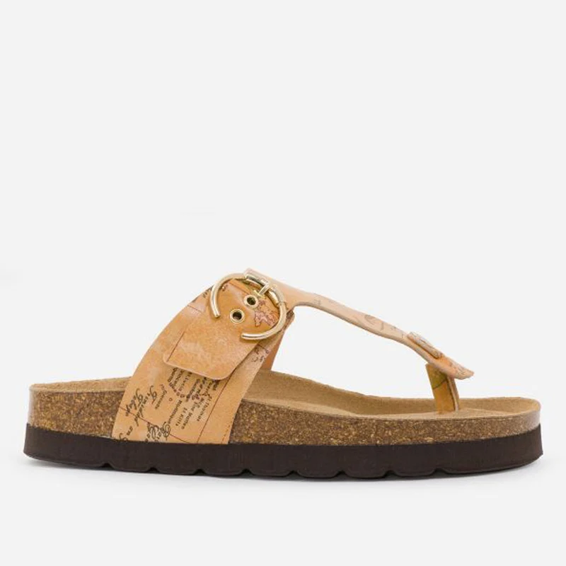 Scarpe Donna 1A Classe Alviero Martini Ciabatte Infradito in Nappa Stampa Geo Classic E401