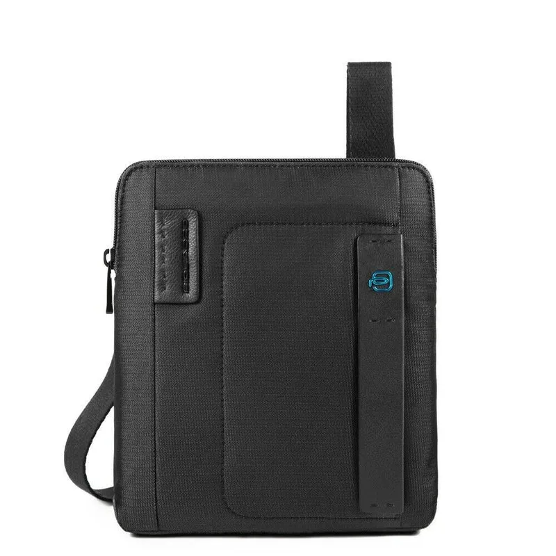 Borsello a Tracolla con Porta iPad®Air/Air2 - PIQUADRO Pulse CA1358P16 in Tessuto Chevron - Nero