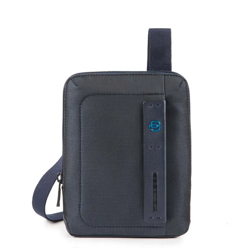 Borsello Uomo PIQUADRO a Tracolla con porta iPadmini - CA3084P16 in Tessuto Chevron - Blu