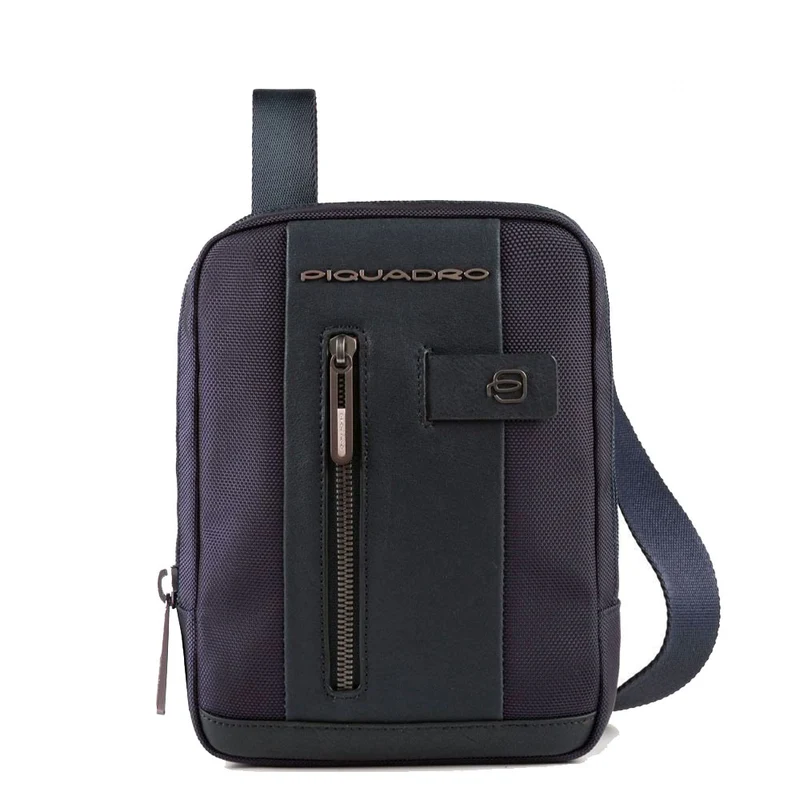 Borsello Uomo Porta iPad Mini - PIQUADRO linea Brief 2 CA3084BR2 in Tessuto e Pelle Blu