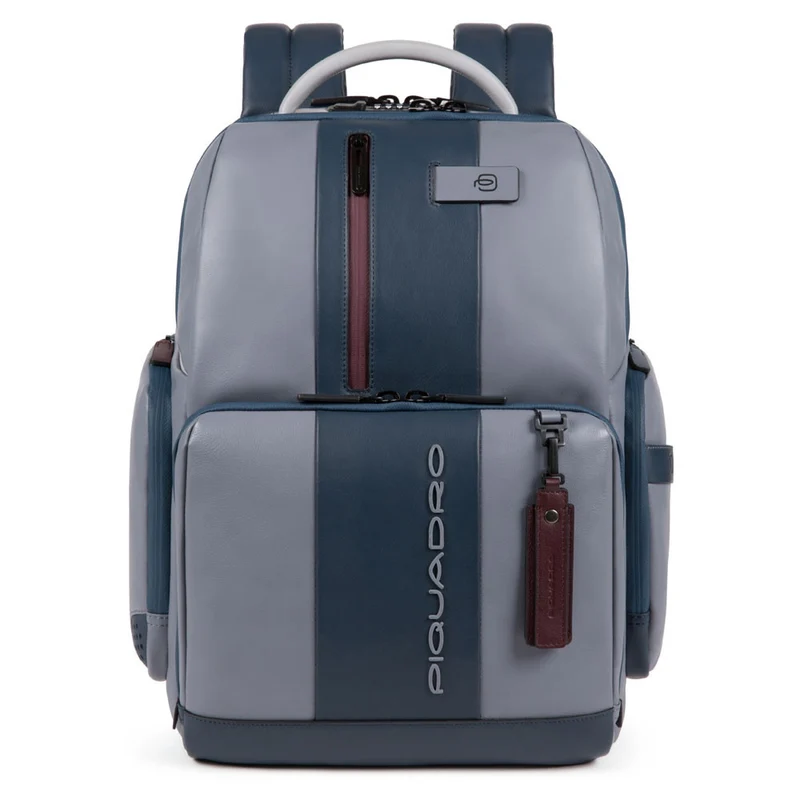 PIQUADRO Zaino Porta Pc 15,6" - linea Urban Pelle Grigio e Bordeaux CA4550UB00BM con Antifurto