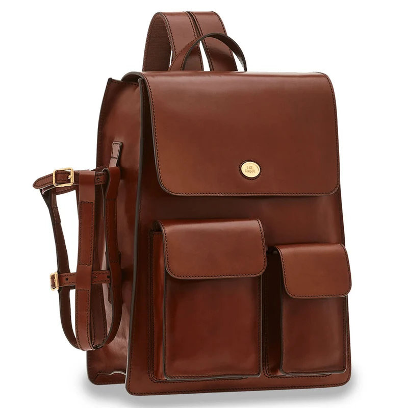 Zaino Porta Pc con Pattina THE BRIDGE in Pelle Marrone linea Story