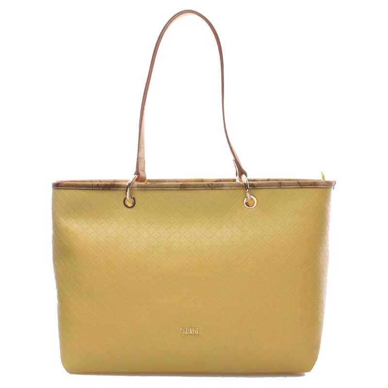 Borsa Donna Shopper a Spalla 1A Classe Alviero Martini linea Beverly Effetto Intrecciato Giallo Ocra GQ64