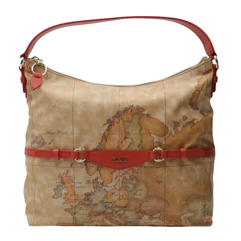 Borsa Donna Hobo a Spalla 1A Classe Alviero Martini Linea Soft Sound Geo Classic e Rosso Corallo GQ60