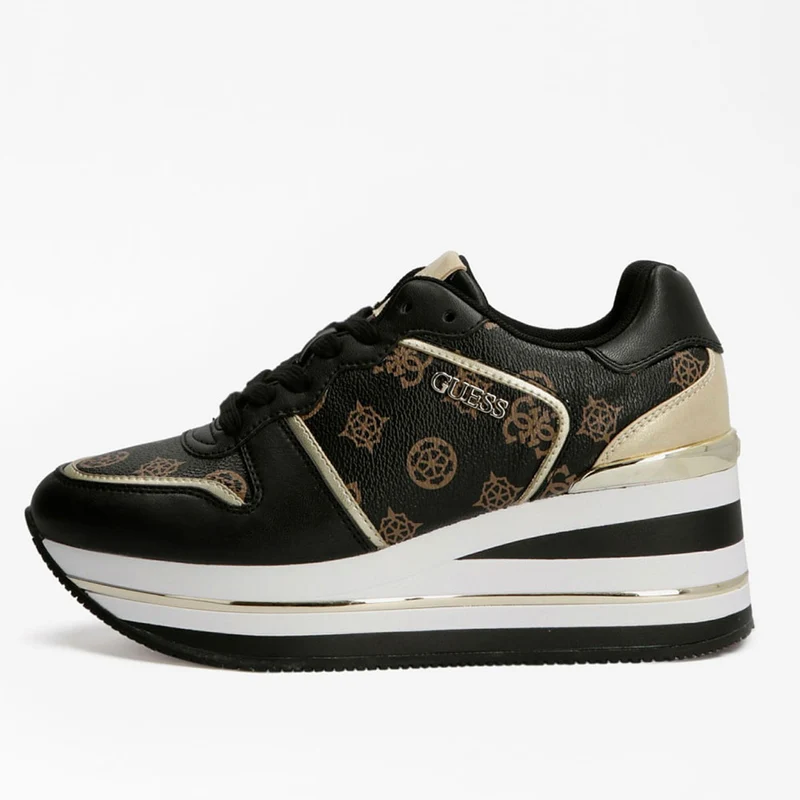 Scarpe Donna GUESS Sneakers Logate Linea Hektore Colore Nero - Gold