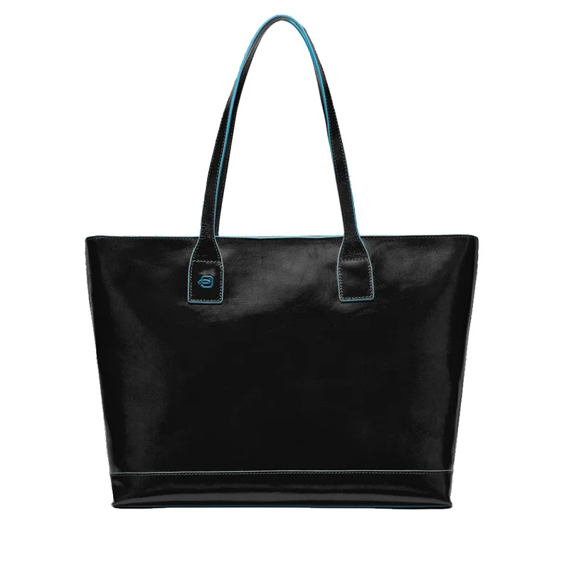 Borsa Donna PIQUADRO linea Blue Square Shopping Bag in Pelle Nera con Porta iPad - BD3336B2